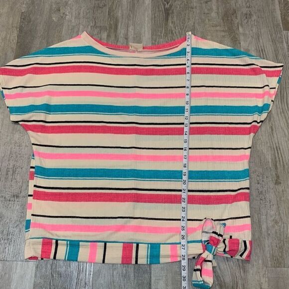 $5 add on item, 143 story by line up pink teal tan striped side tie top - Picture 7 of 11